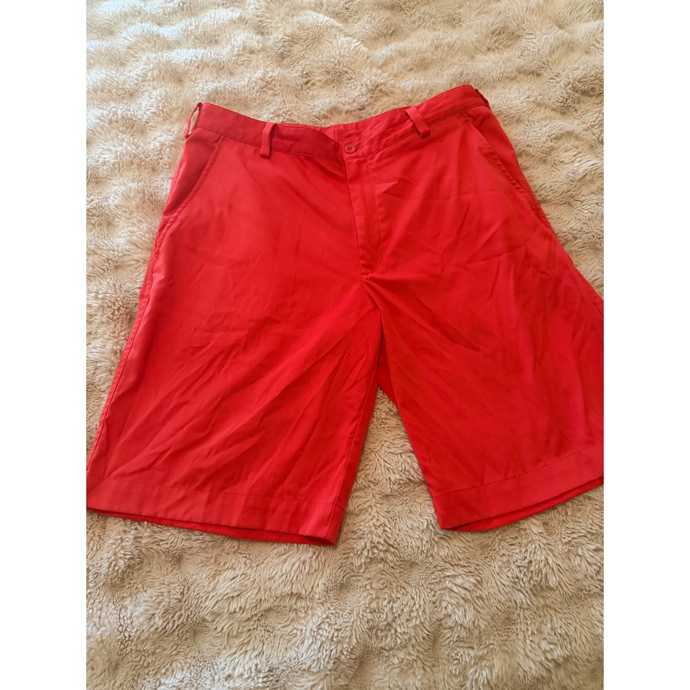Nike Golf Dri-FIT Shorts Mens 33 Red Flat Front Performance Golfing Casual